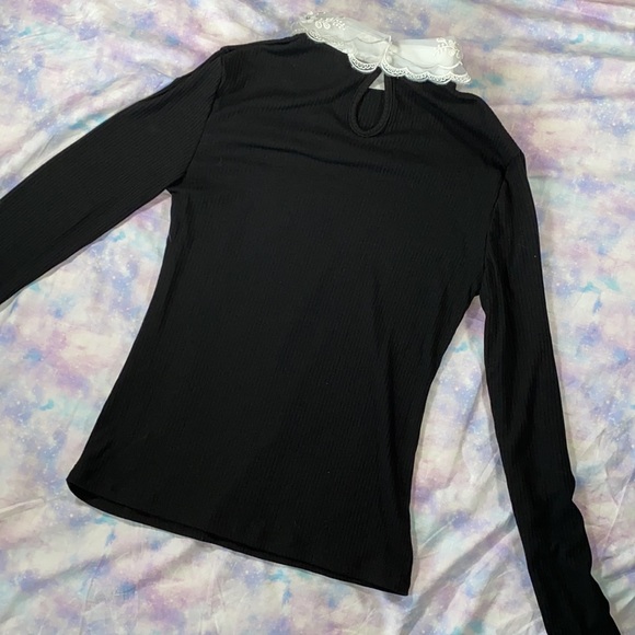 🪩[ Shein ] Embellished Collar Long Sleeve Blouse - Picture 8 of 11